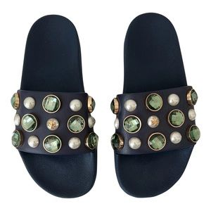 Tory Burch Vail Sandal Slides Navy Blue Size 6 NWOB